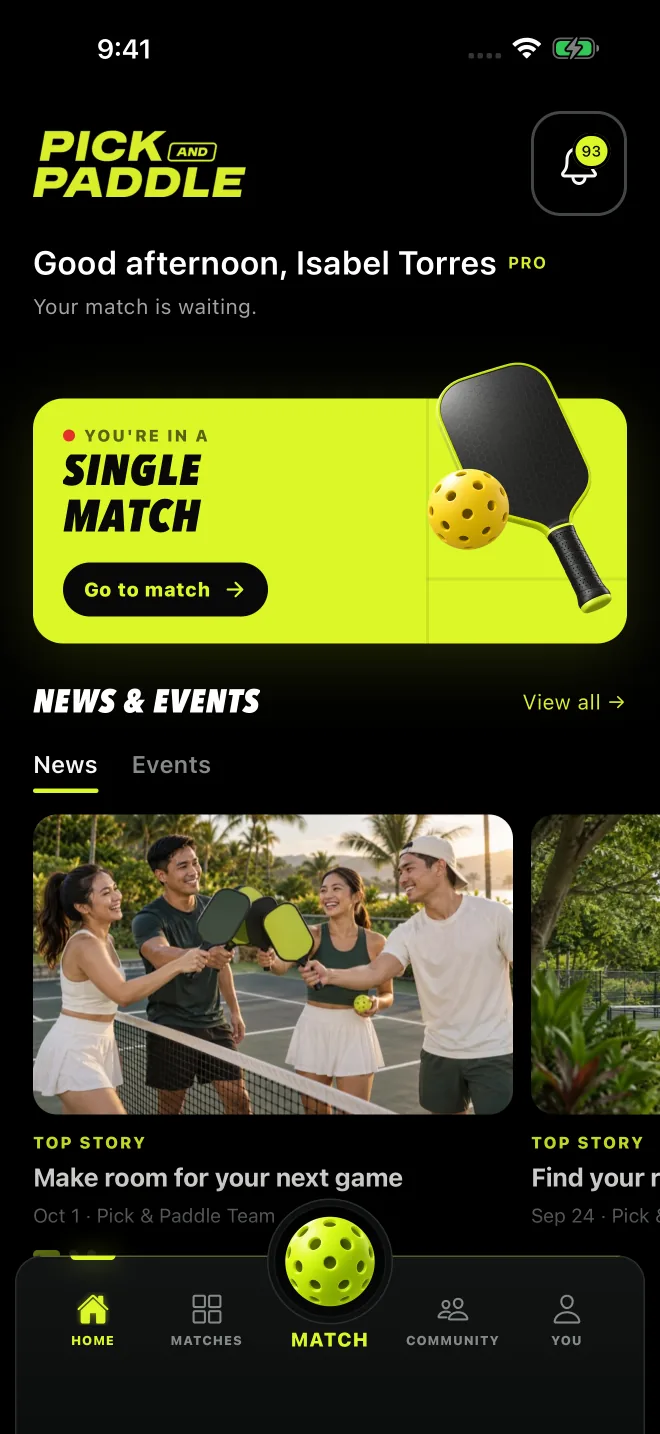 The app's Home screen