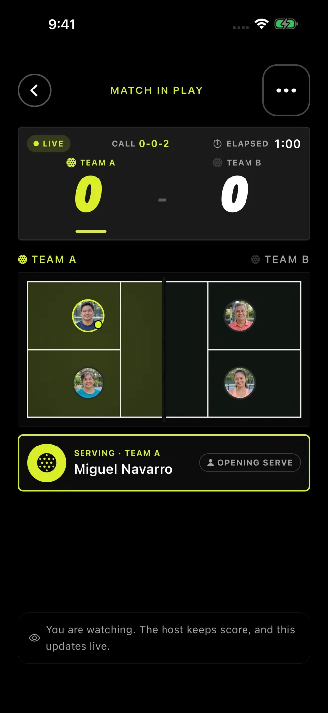 Tapping rallies in live scoring